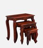 Clifford Sheesham Wood Nest Of Tables In Scratch Resistant Honey Oak Finish