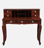 Clifford Sheesham Wood Writing Table In Scratch Resistant Honey Oak Finish With Drawers