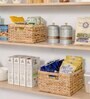 (1Pc) Beige Water Hyacinth Handmade Storage Basket & Wardrobe Organiser