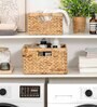 (1Pc) Beige Water Hyacinth Handmade Storage Basket & Wardrobe Organiser