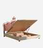Cloud Crown Leatherette Kids Twin Bed With Hydraulic Storage In White And Pink Colour