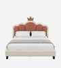 Cloud Crown Leatherette Kids Twin Bed With Hydraulic Storage In White And Pink Colour