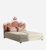 Cloud Crown Leatherette Kids Twin Bed With Hydraulic Storage In White And Pink Colour