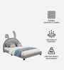 Cloud Hopper Leatherette Kids Twin Bed With Box Storage In Grey Colour