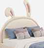 Cloud Hopper Leatherette Kids Twin Bed With Box Storage In White Colour