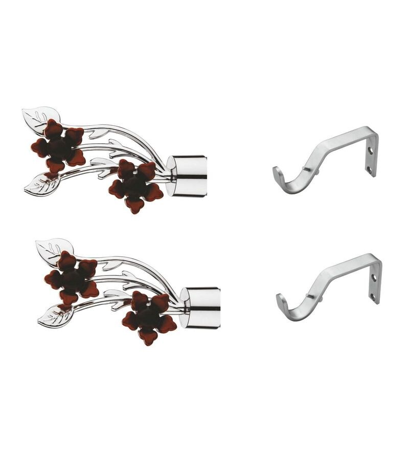 Buy Cme Color Of Heaven Walnut Floral 4 Piece Curtain Pole Set