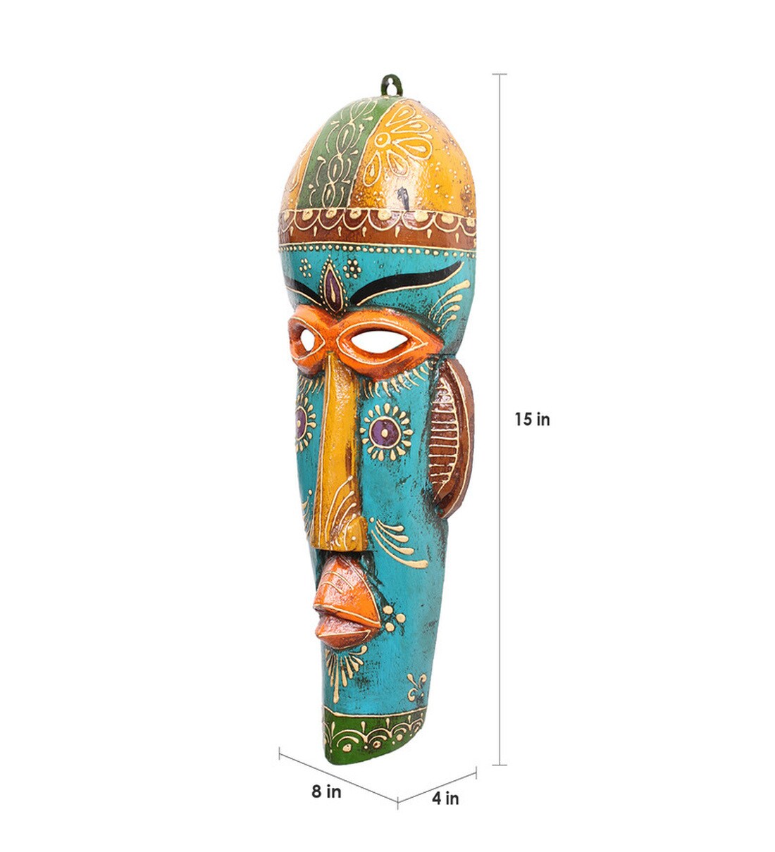 Buy Multicolour Wooden Decorative Wall Mask by Cocovey Online Wall