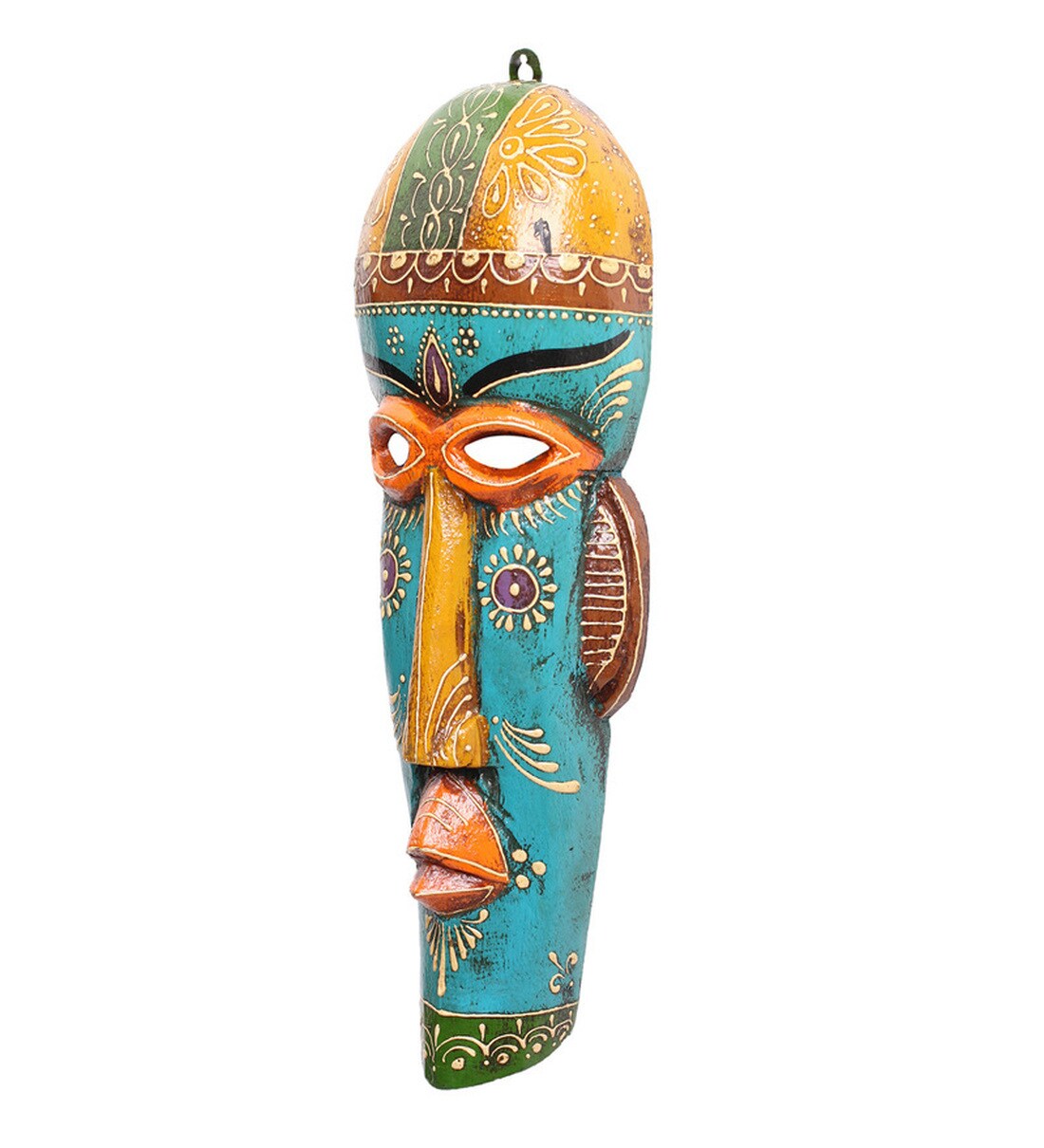 Buy Multicolour Wooden Decorative Wall Mask by Cocovey Online Wall