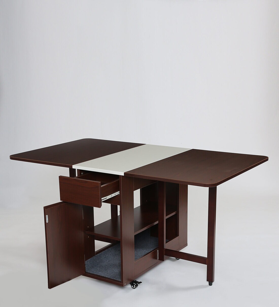 Buy Collie 6 Seater Folding Dining Table in Walnut & White Colour by