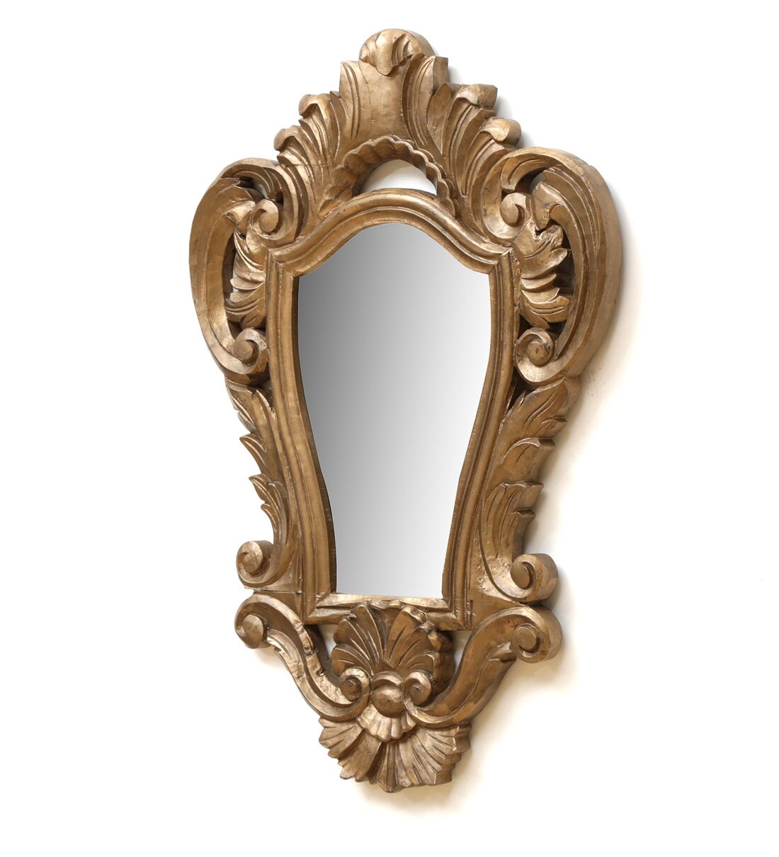 Buy Colonial Sinuos Abstract Wall Mirror in Antique Gold Finish by
