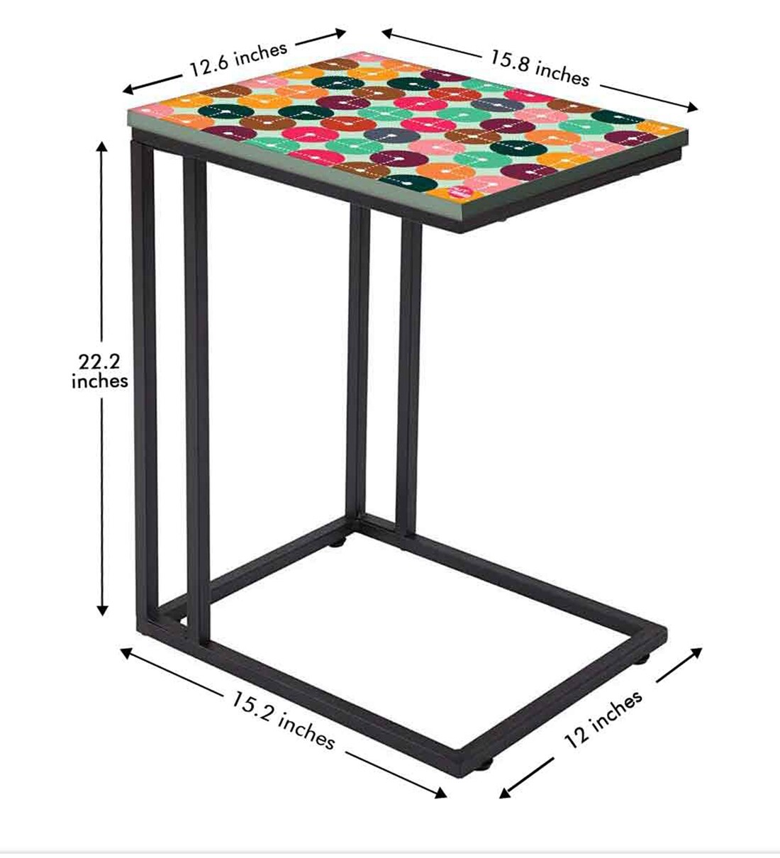 Buy Multicolour Circle Print CShape End Table in Multi Colour by