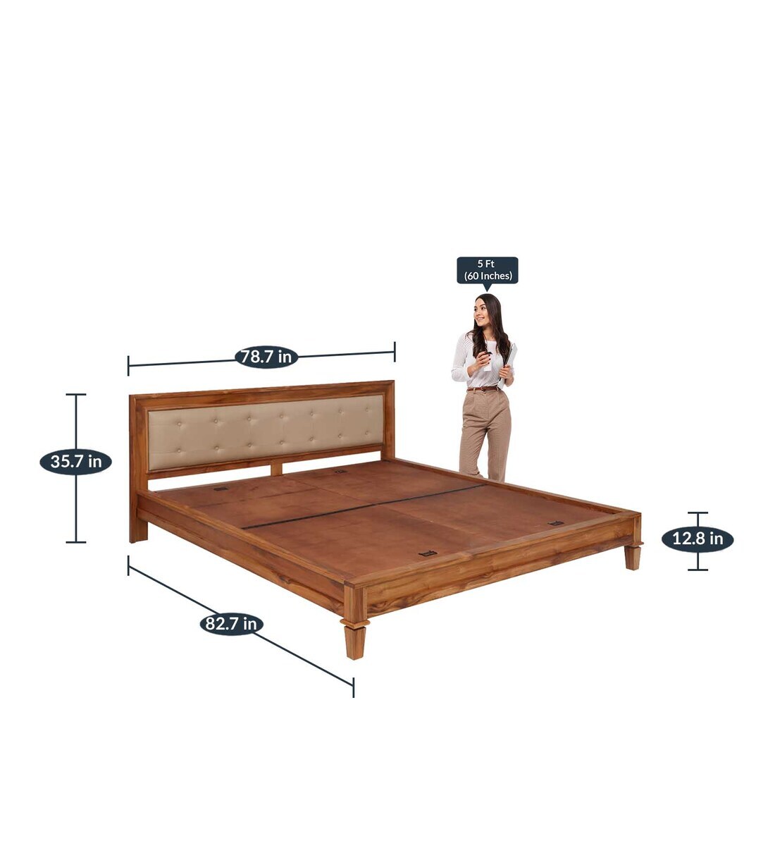 Buy Colson King Size Bed in Teak Colour by Evok Online Contemporary