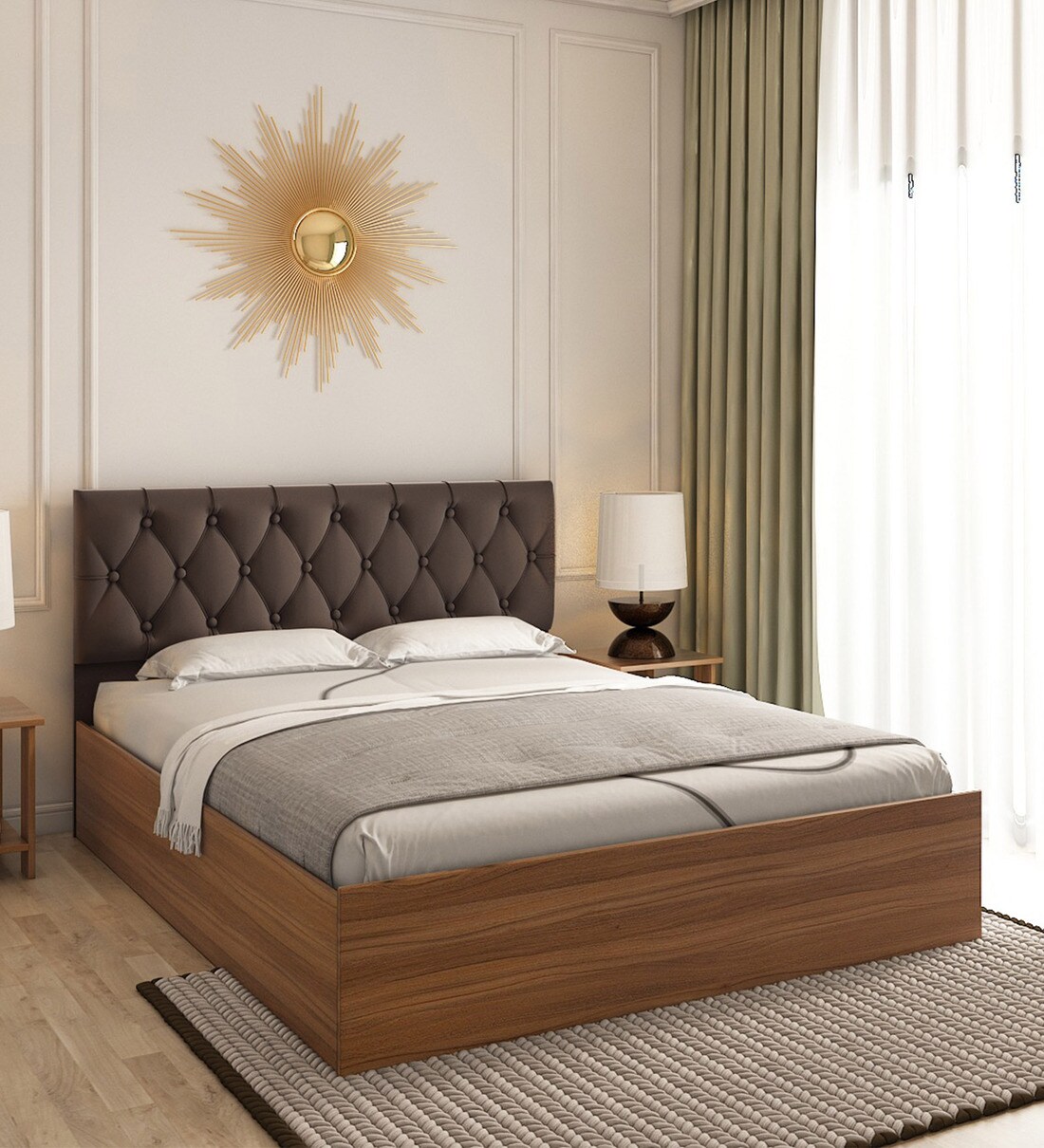 Buy Comet King Size Bed in Exotic Teak Finish with Box Storage by A ...