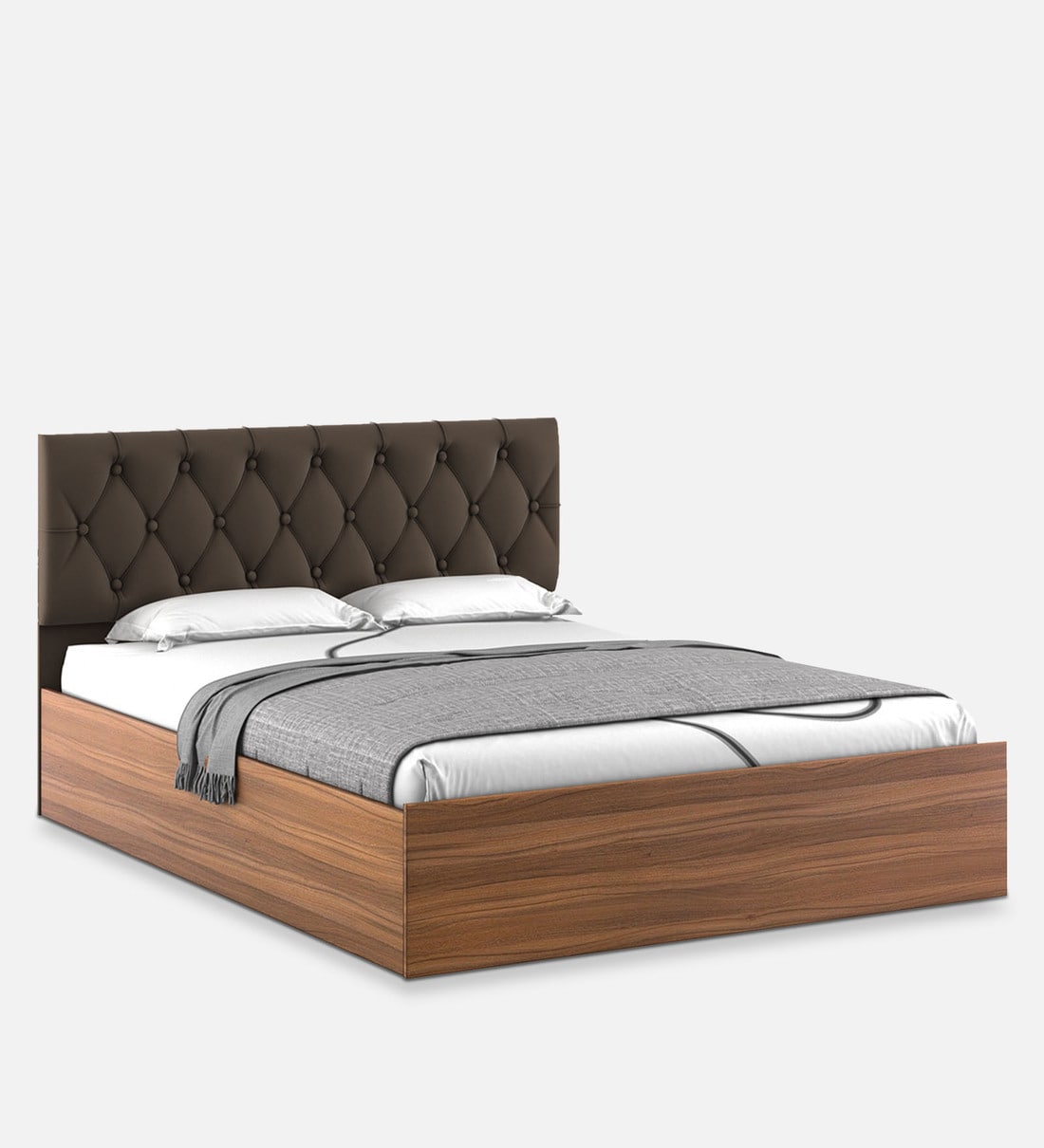 Buy Comet Queen Size Bed in Exotic Teak Finish with Hydraulic Storage Online Contemporary