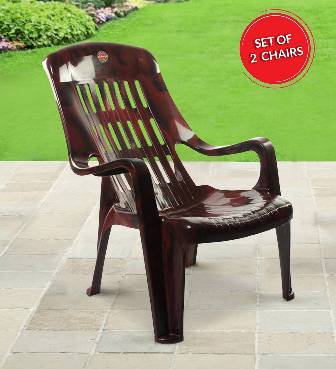 Buy Comfort (Set of 2) Plastic Chair in Rose Wood Colour by Cello Online - Armed Plastic Chairs ...