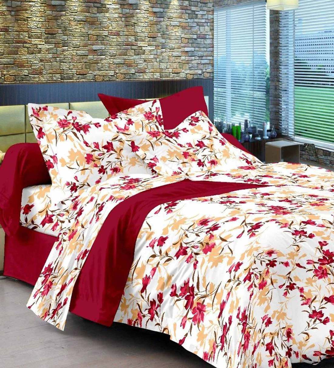 Buy Comfort Cotton 144TC Single Bedsheet with 1 Pillow Cover by