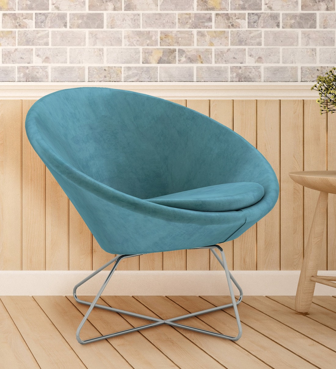Buy Konic Tub Lounge Chair in Light Blue Colour By Workspace by Azazo