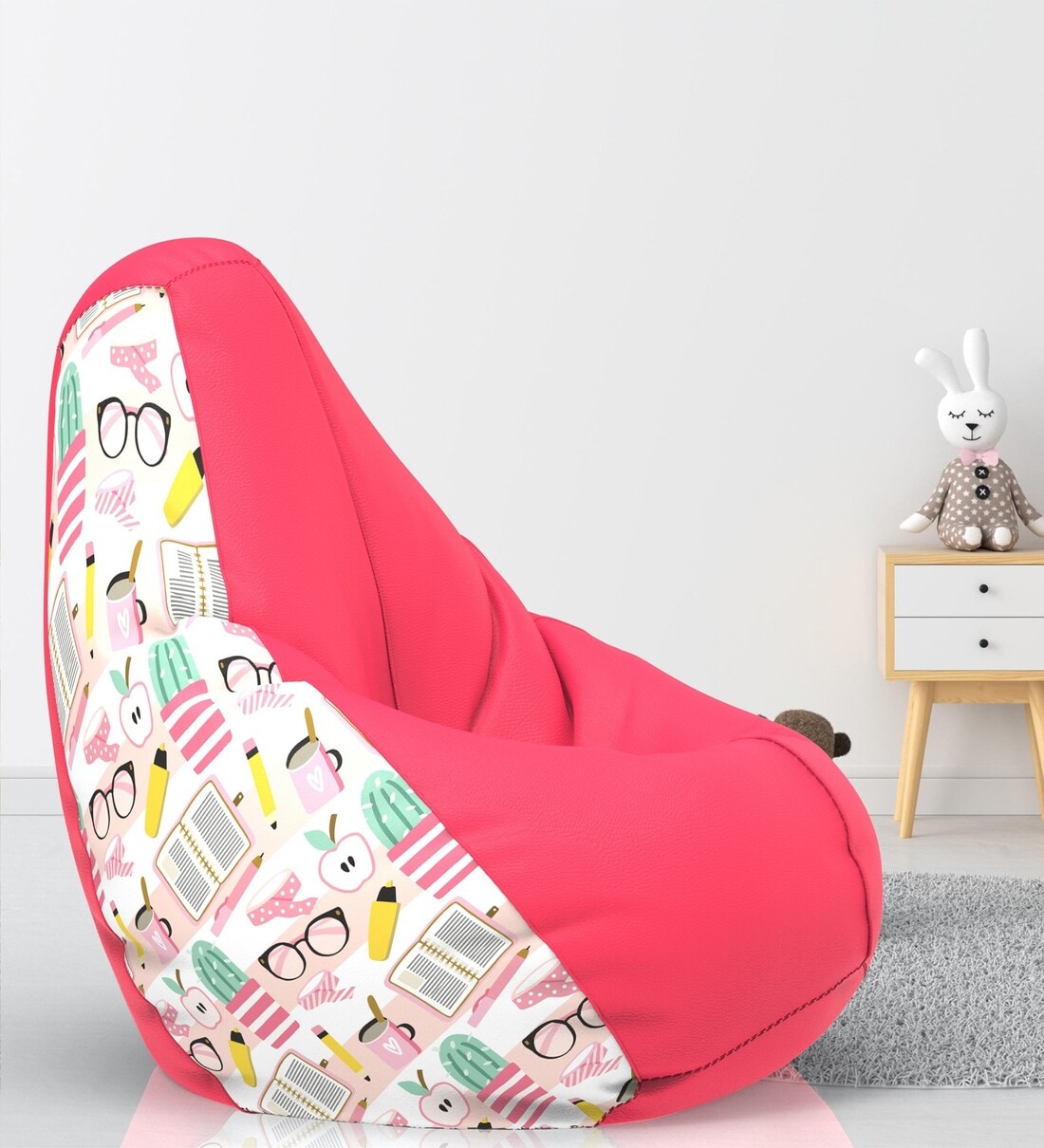 Buy Print-a-Bean 5XL Bean Bag with Beans In Pink & White at