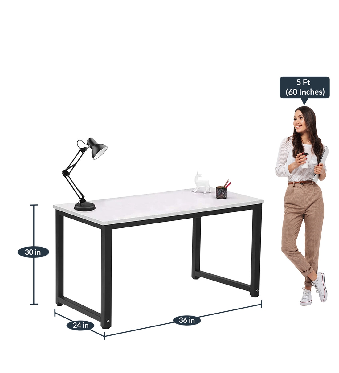 Buy Computer Table In White Finish By EFC Online Computer Tables Study Tables Furniture