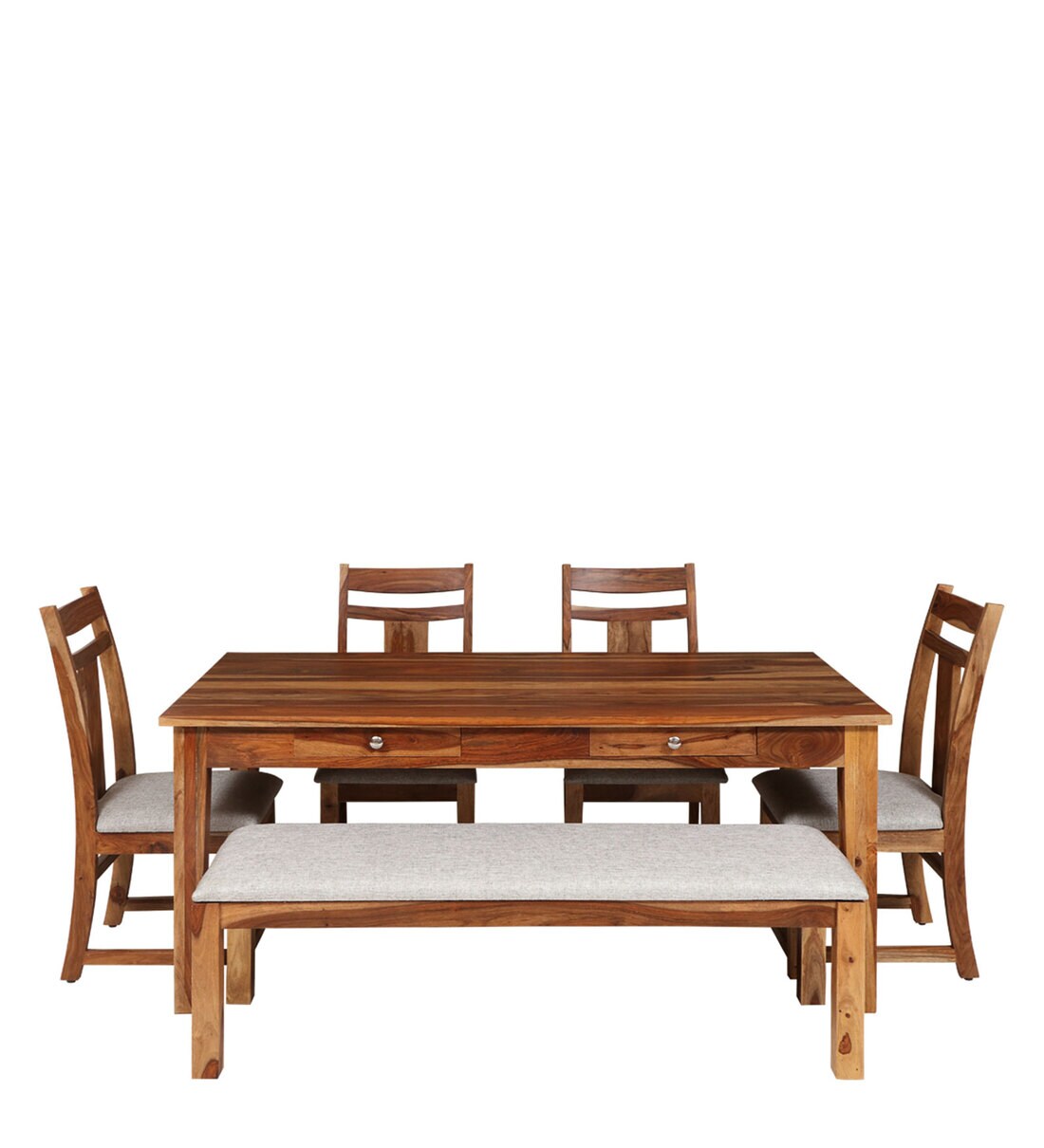 Buy Conley Sheesham Wood 6 Seater Dining Set in Walnut Finish with