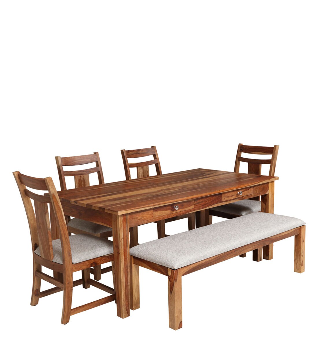 Buy Conley Sheesham Wood 6 Seater Dining Set in Walnut Finish with