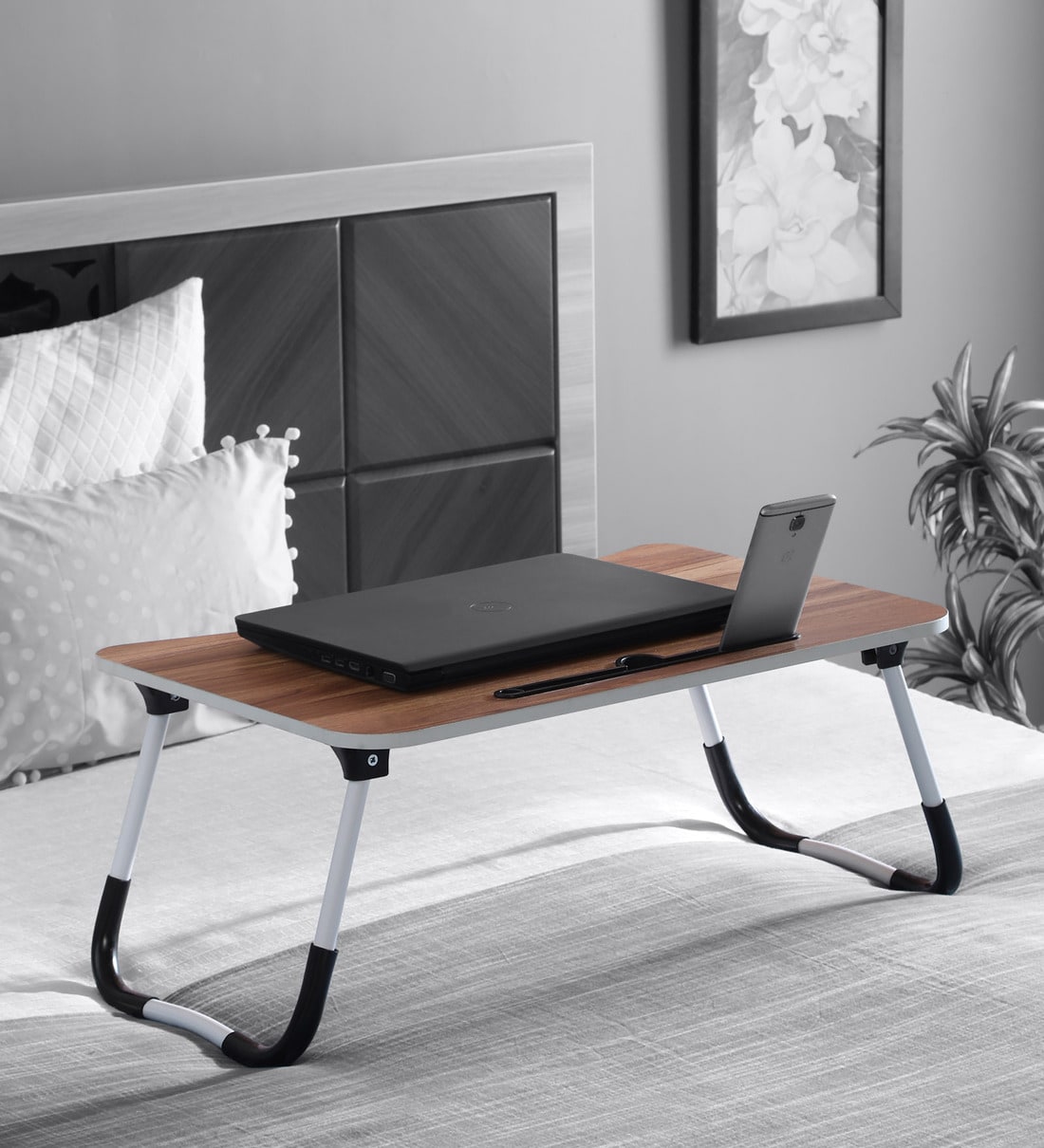 Buy Conrad Portable Laptop Table In Walnut Colour By Modular Tech Furniture Online Portable Tables Tables Furniture Pepperfry Product