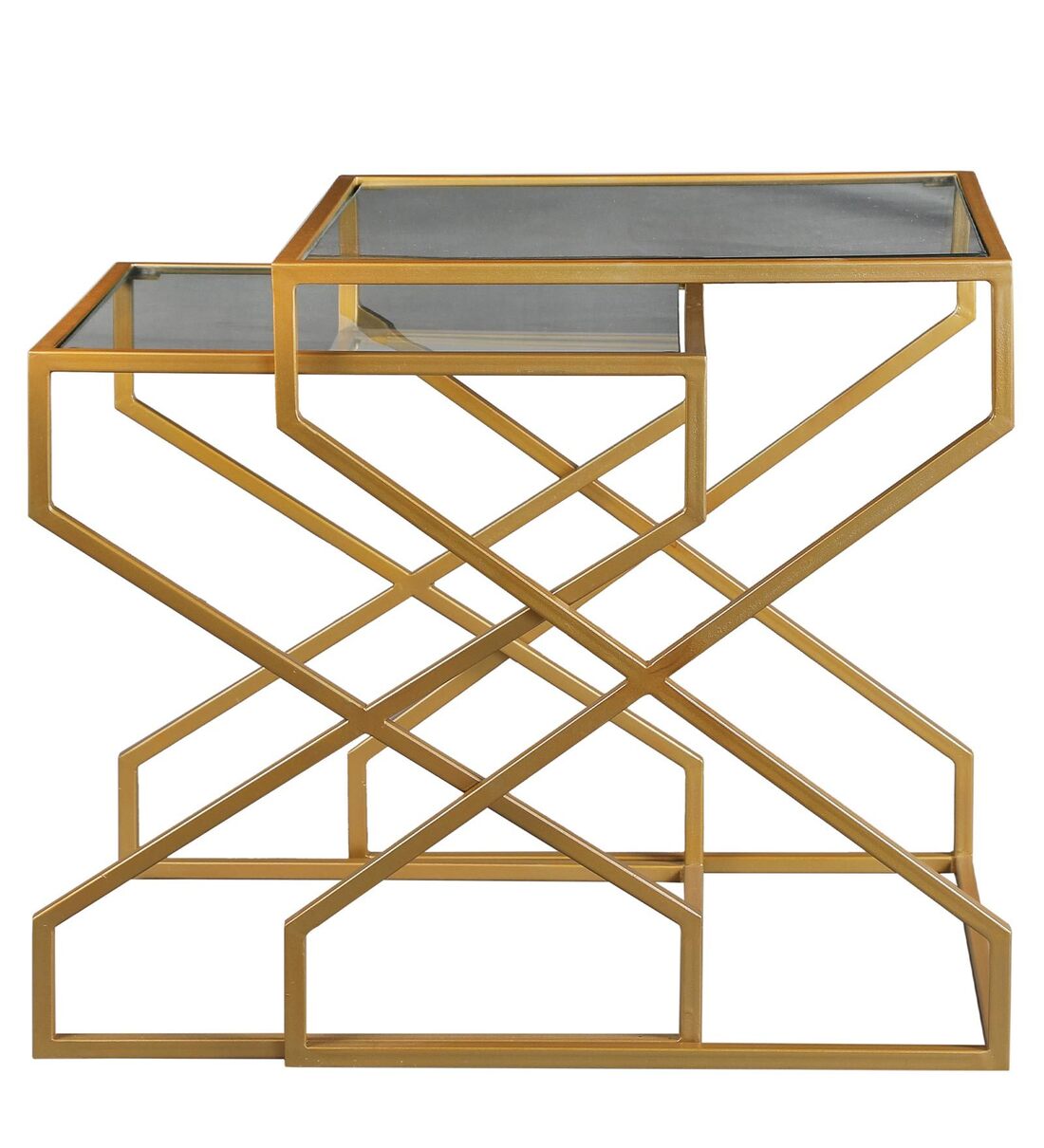Buy Eclectic Nesting Table (Set of 2) with Golden Base by Asian Arts