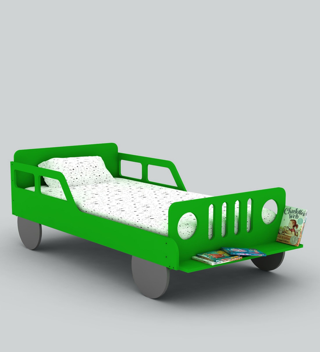 Buy Cooper Birch Wood Jeep Bed in Green by Lycka Online Kids Single