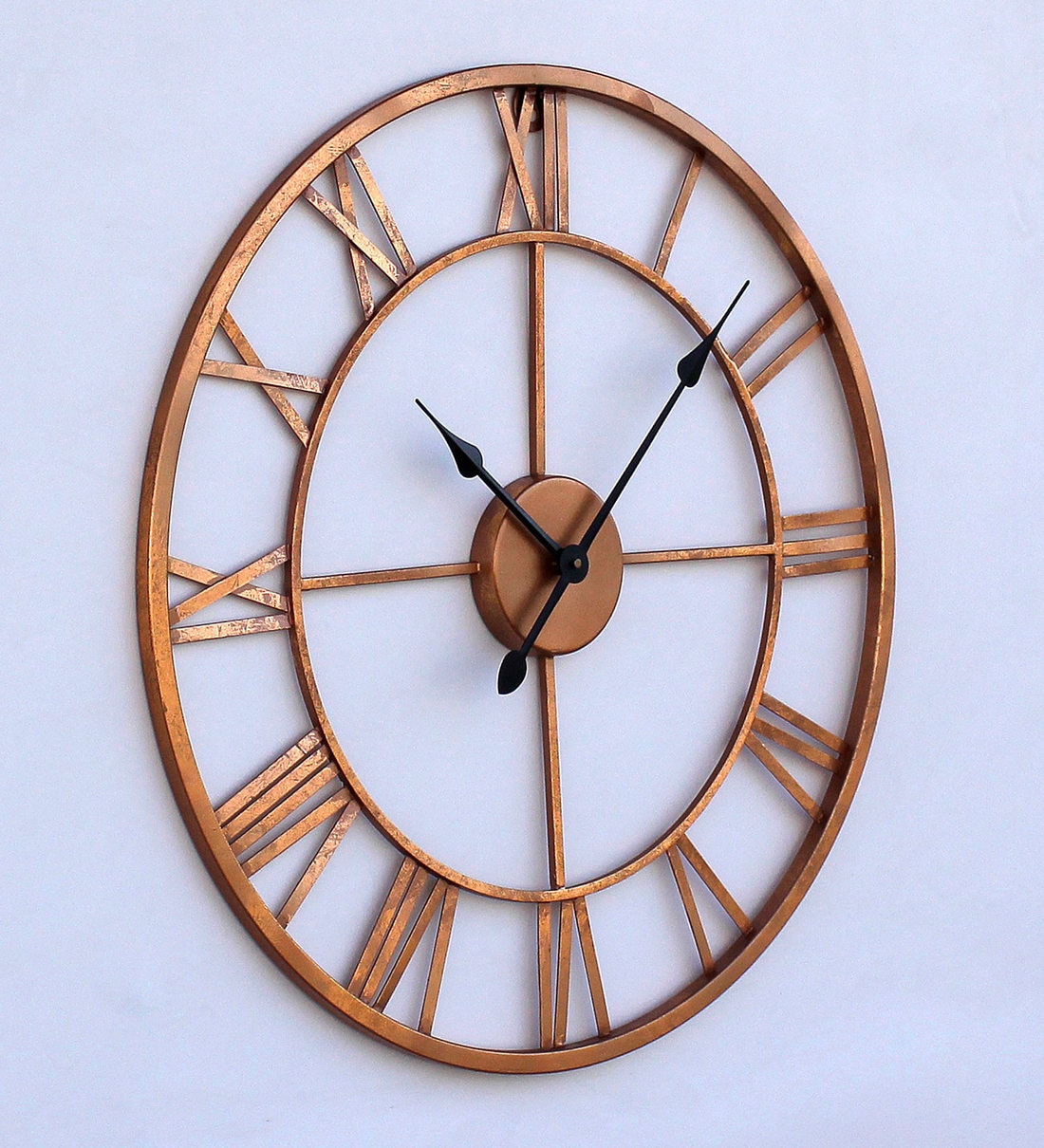 Buy Copper Finish Metal 20 Inch Wall Clock by Craftter Online Vintage