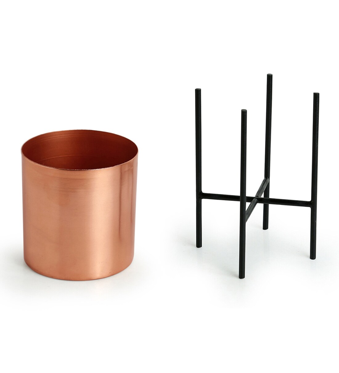 Buy Copper Iron \The Copper Cylindrical\ Planter Pots With Crossed