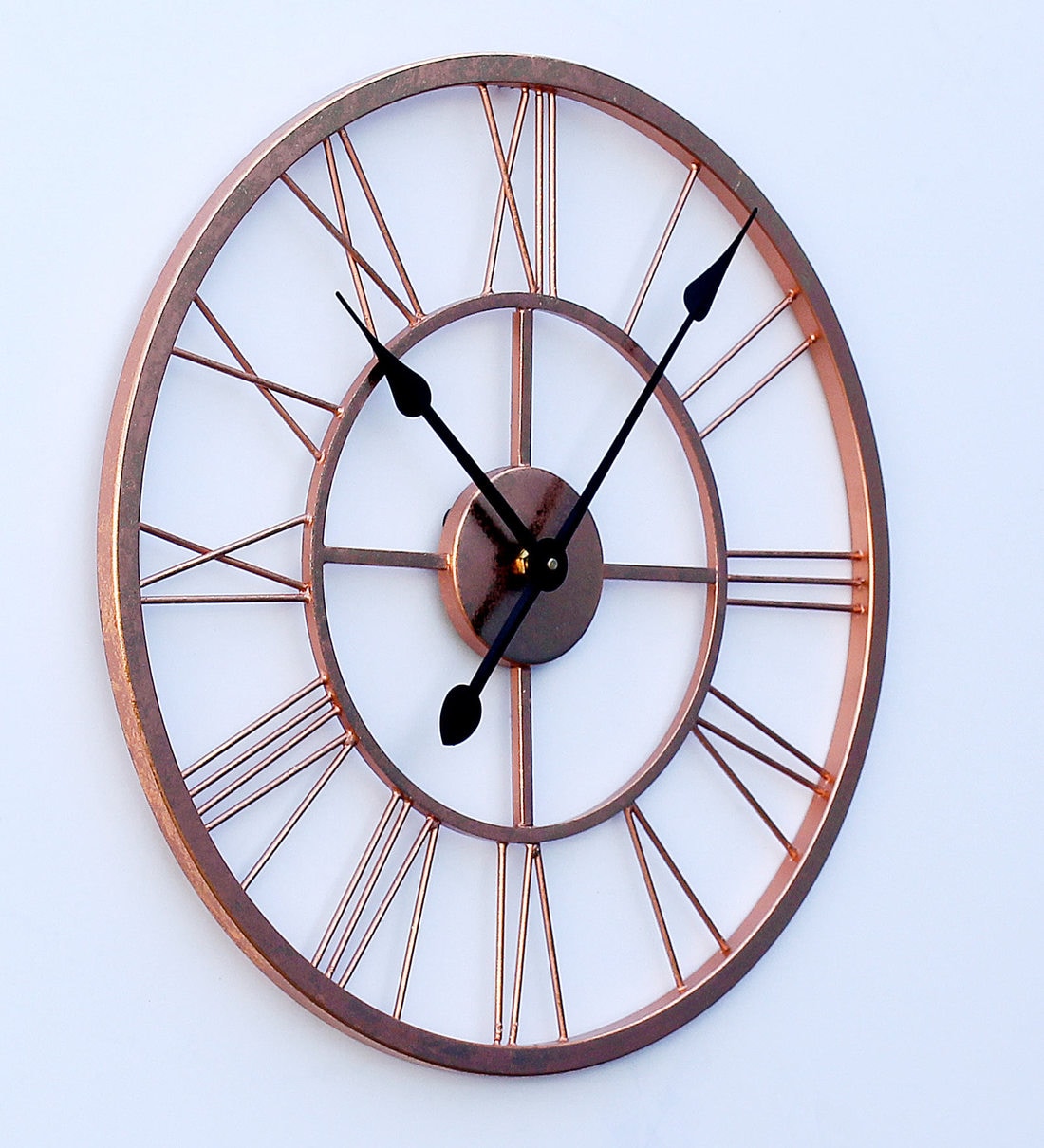 Buy Copper Metal Analog Skeleton Wall Clock by Craftter Online