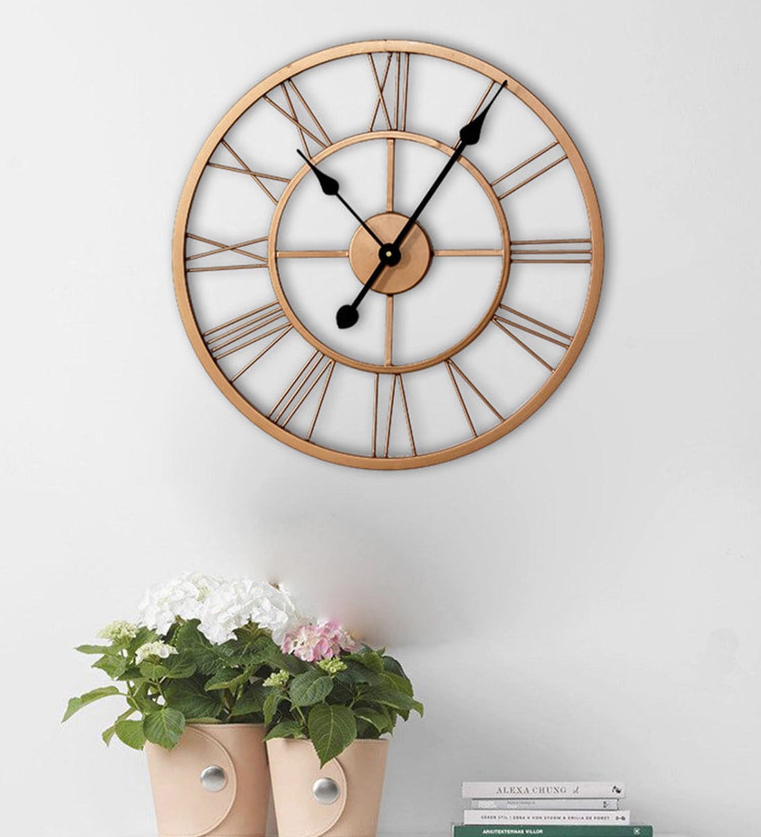 Buy Copper Metal Analog Skeleton Wall Clock by Craftter Online