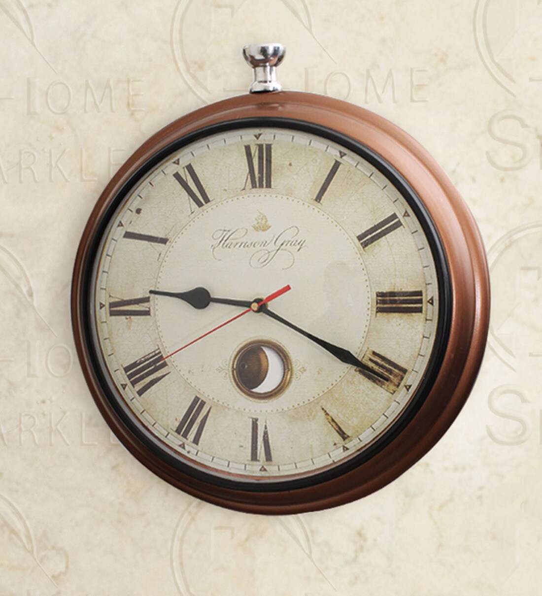 Buy Copper Mild Steel 12 x 3 x 13 Inch Wall Clock by Home Sparkle