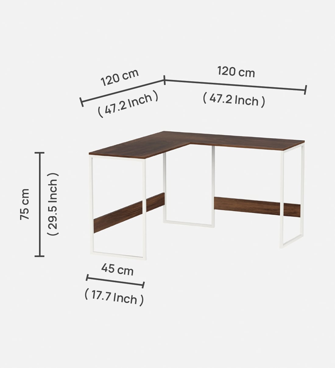 Buy Corbyn L Shape Study Table In Brown Maple White Finish at 60