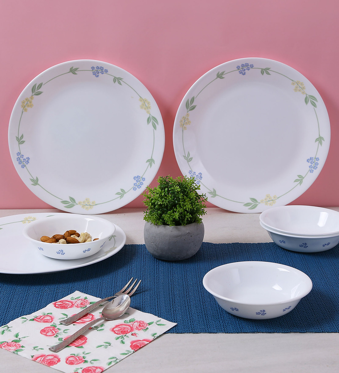 Buy Livingware Secret Garden Opalware Dinner Set- Set of 12 Pcs