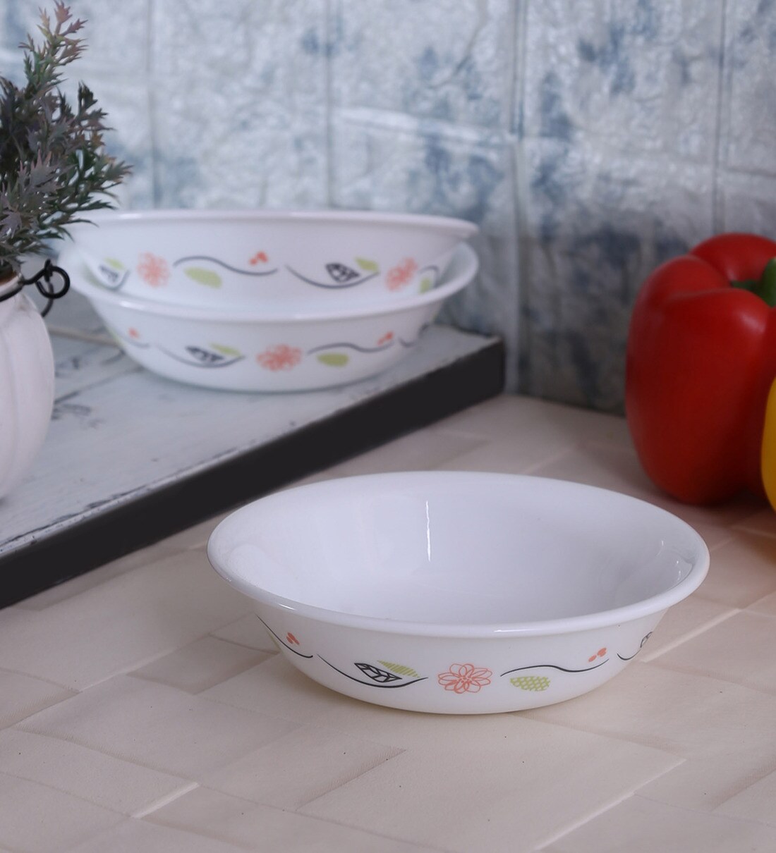 Corelle Livingware Tangerine Garden Dessert Bowl, Set of 6