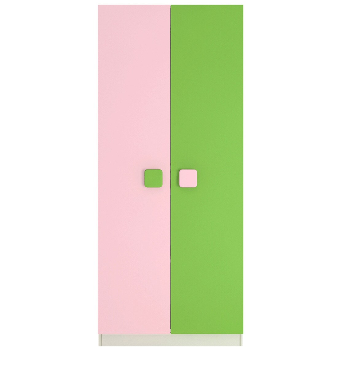 Buy Corolla Kid's 2 Door Wardrobe With Square Handles English Pink Verdant Green by Adona