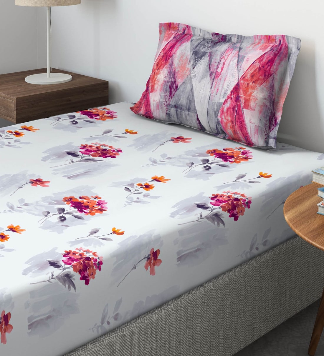 Buy Cotton 136TC Single Bedsheet with 1 Pillow Cover by Ddecor Live