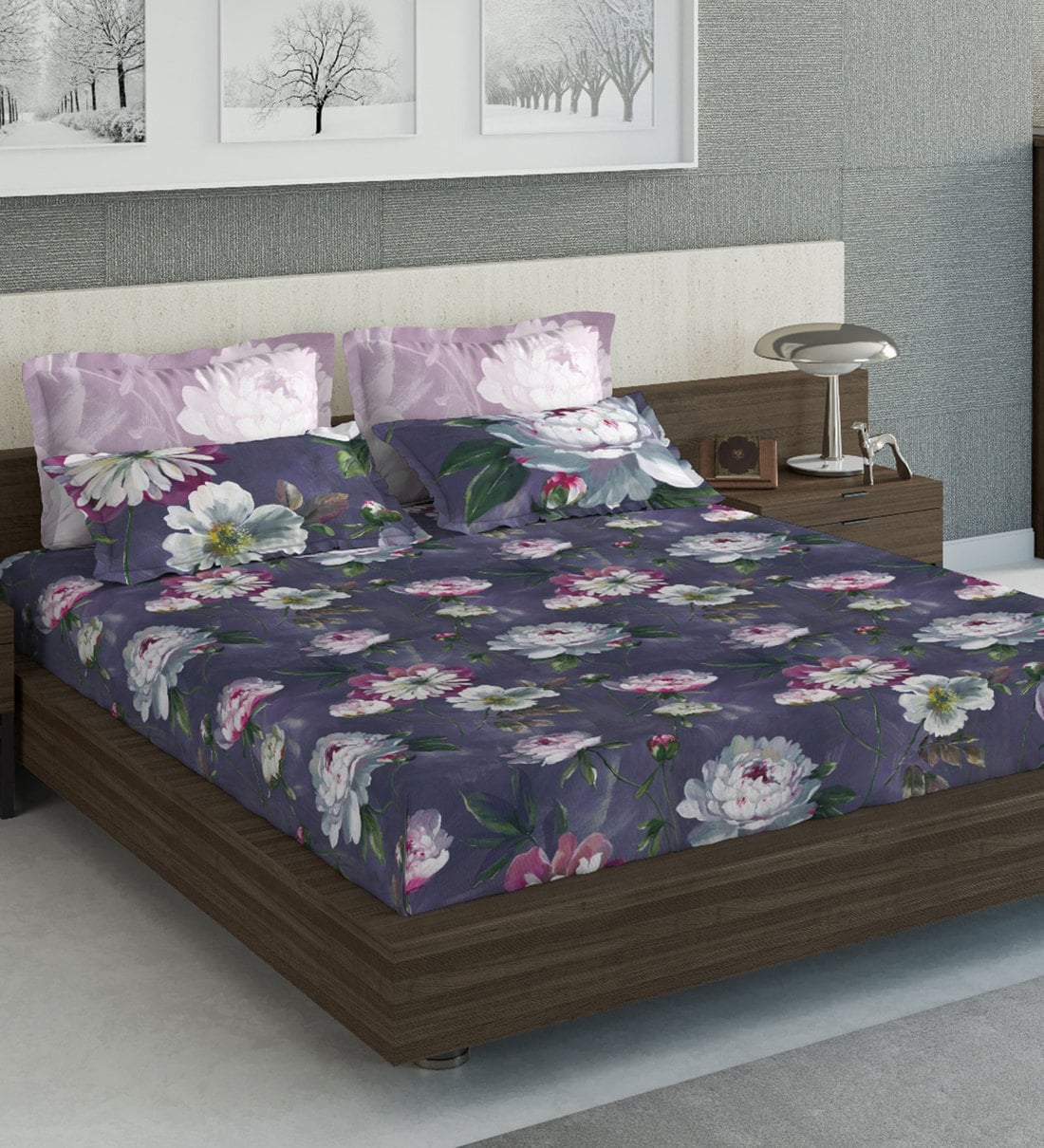 Buy Cotton 162TC Double Bedsheet with 4 Pillow Covers by Ddecor Live