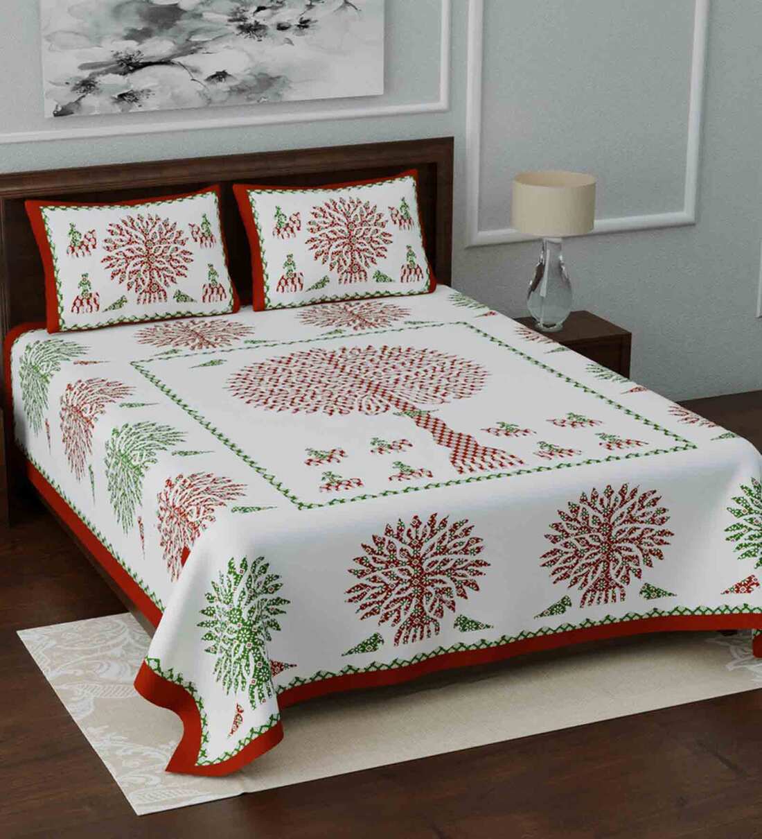 Buy Cotton 210 Tc Double King Size Bedsheet With 2 Pillow Covers By Living Roots Online Traditional Double Bed Sheets Bed Sheets Furnishings Pepperfry Product