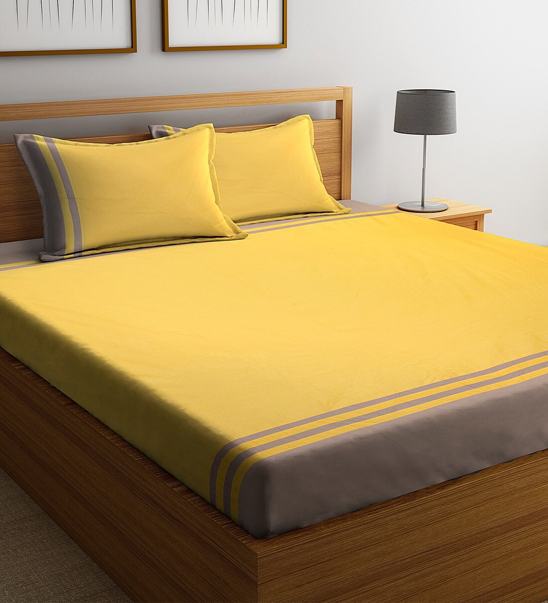 Buy Cotton 250TC King Bedsheet with 2 Pillow Covers Online Natural