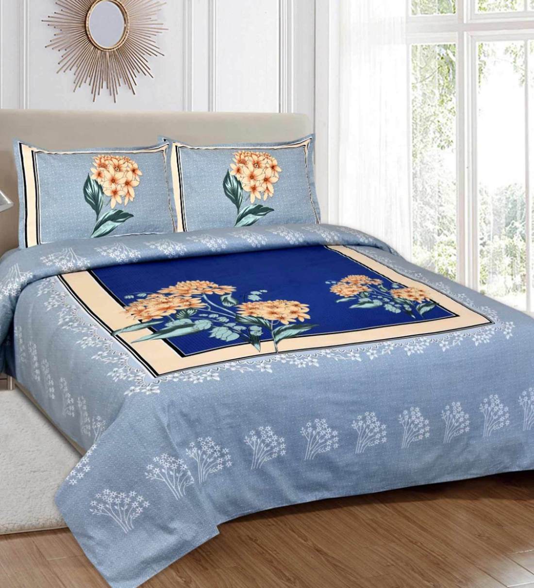 Buy Cotton 260TC Double Bedsheet with 2 Pillow Covers Online Floral