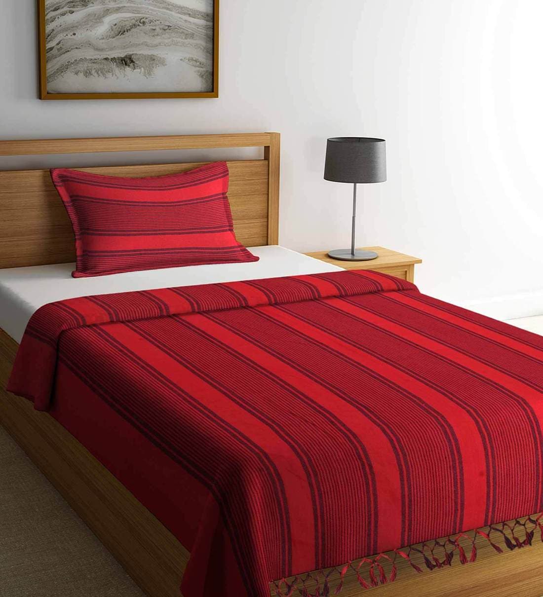 Buy Cotton 280 TC Single Bed Cover with 1 Pillow Cover by Neudis Online ...