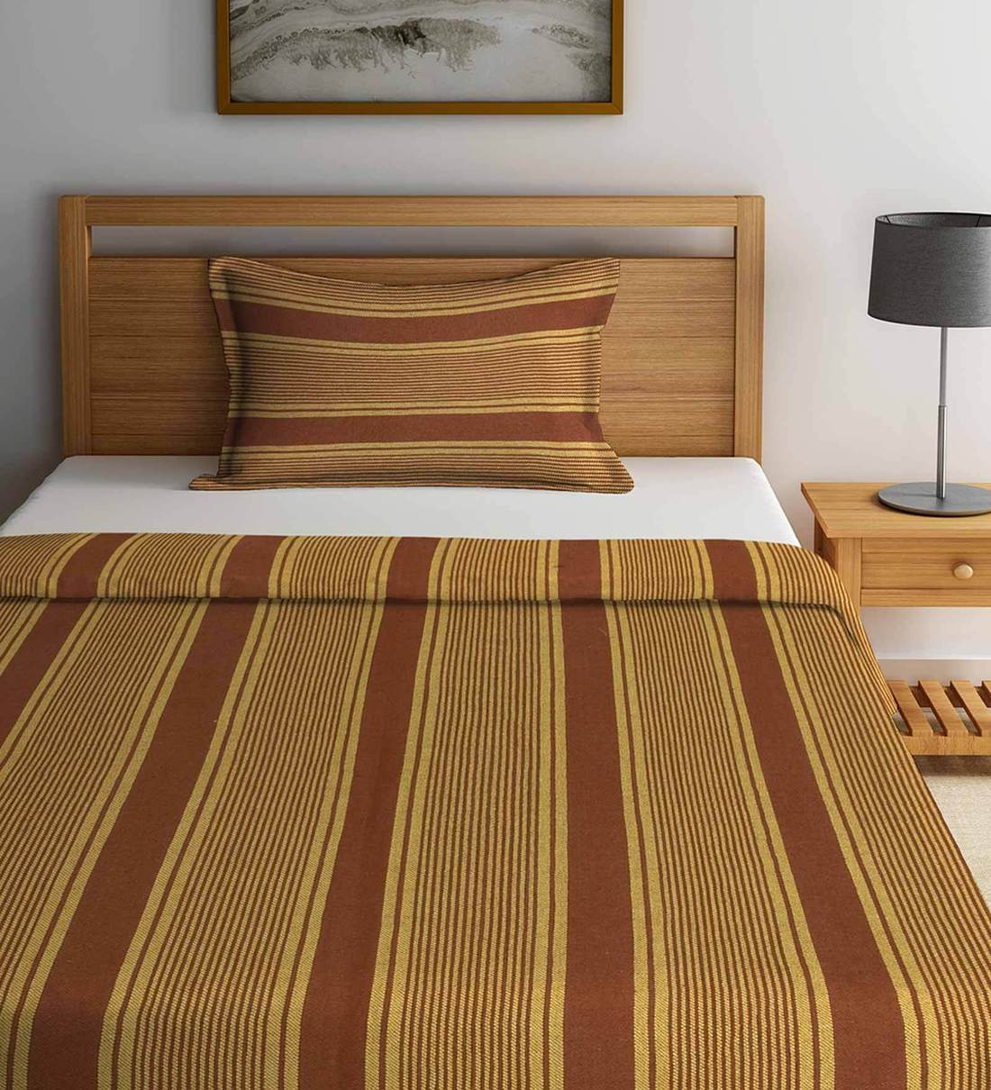 Buy Cotton 280 TC Single Bed Cover With 1 Pillow Cover By Neudis Online