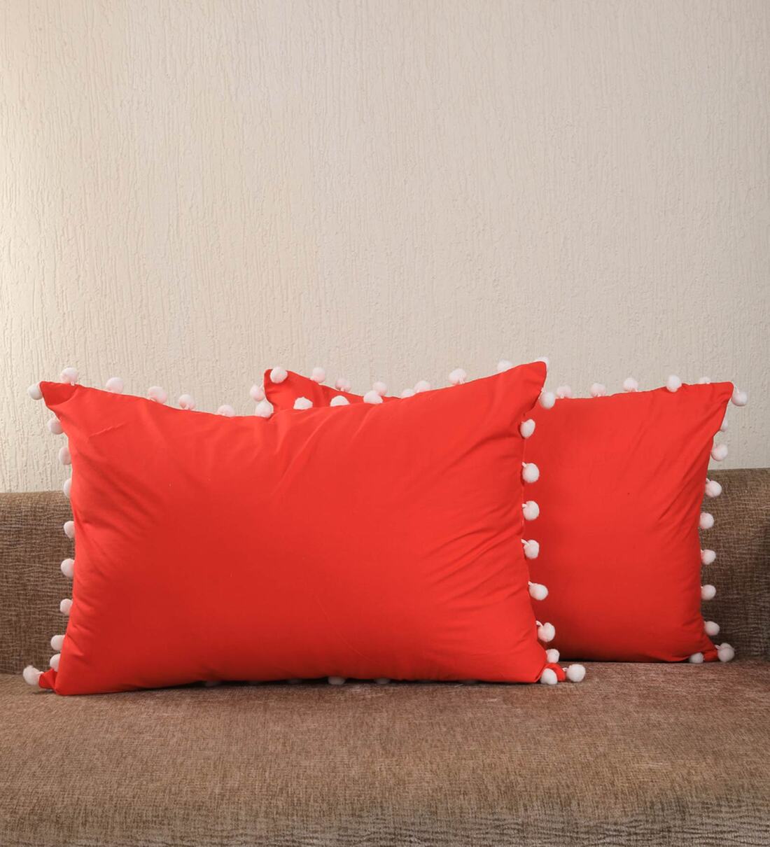 Buy Red Solid Cotton 18 X 26 Inches Cushion Covers Set Of 2 By My buy-red-solid-cotton-18-x-26-inches-cushion-covers-set-of-2-by-my
