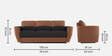 Collet V2 Leatherette 3 Seater Sofa In Tofee & Dark Grey Colour