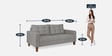 Cologne Fabric 3 Seater Sofa in Grey Colour