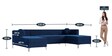 Consequential Velvet Corner Sofa in Navy Blue Colour in C Shape