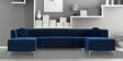 Consequential Velvet Corner Sofa in Navy Blue Colour in C Shape