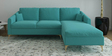 Consuel Velvet LHS Sectional Sofa (2 + Lounger) in Turquoise Colour